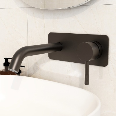 Ravine Two Hole Wall Mounted Basin Mixer - Matte Black